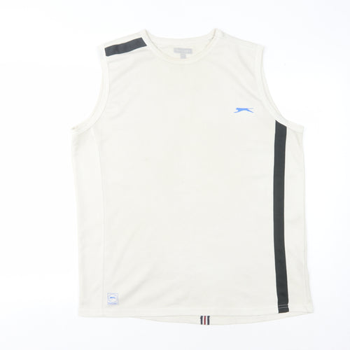 Mens Slazenger Beige Tank Top, Size L, Gym Essential