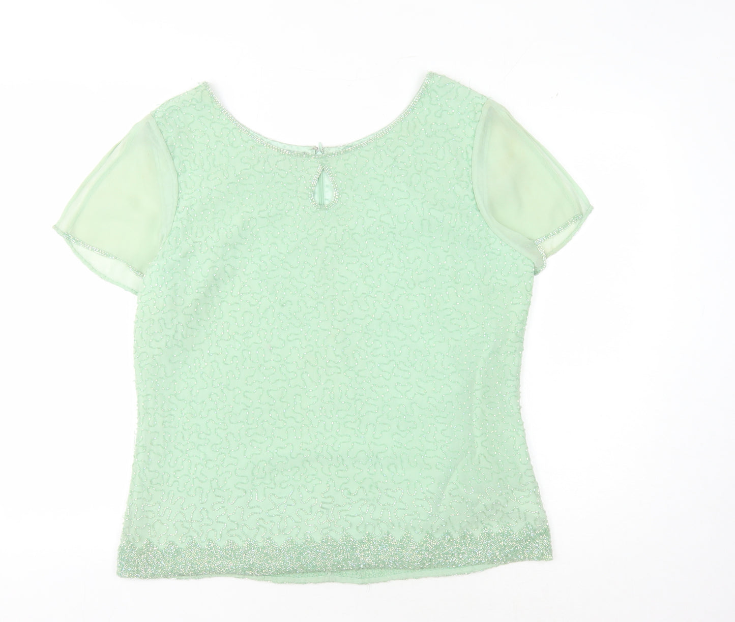 Jacques Vert Women's Green Beaded Blouse, Size 14, Formal Wear