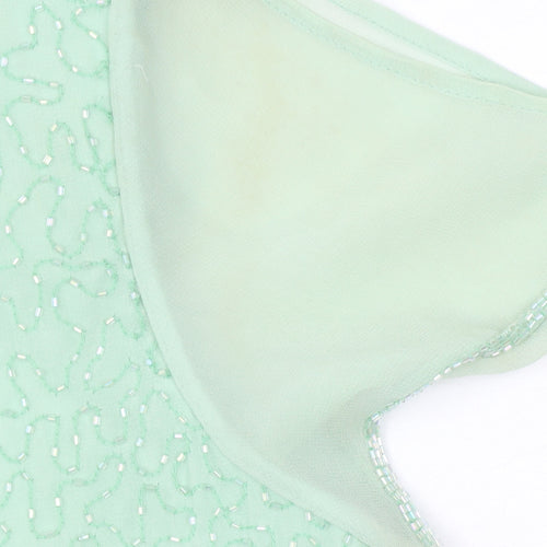 Jacques Vert Women's Green Beaded Blouse, Size 14, Formal Wear