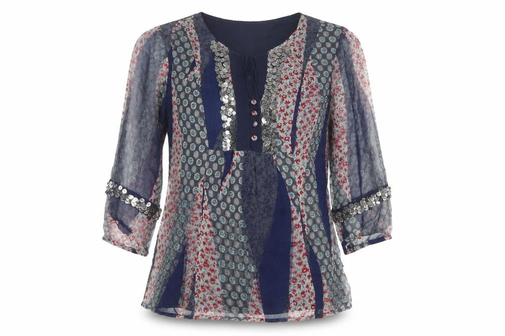 Front view of RJR.John Rocha Women's Multicoloured Sequin Tunic Blouse