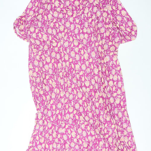 Woolovers Women's Pink Floral Shift Dress Size L