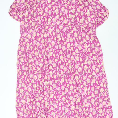 Woolovers Women's Pink Floral Shift Dress Size L