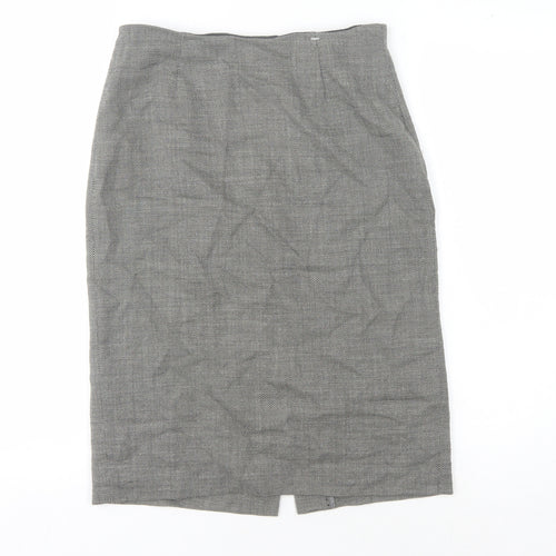 Hobbs Women's Grey Pencil Skirt, Size 10, Wool Tweed