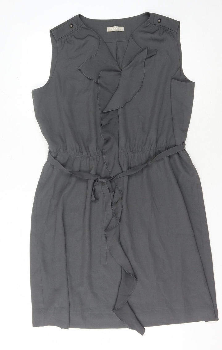 Planet Women's Grey Knee Length Sleeveless Wrap Dress