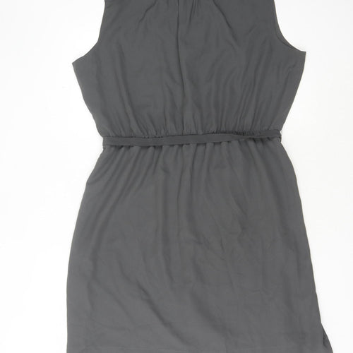 Planet Women's Grey Knee Length Sleeveless Wrap Dress