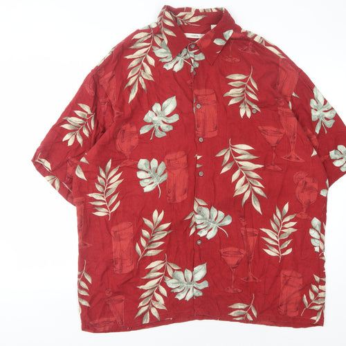 Moda Campia Men's Red Floral XL Short Sleeve Shirt