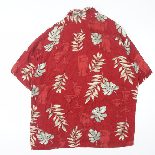 Moda Campia Men's Red Floral XL Short Sleeve Shirt