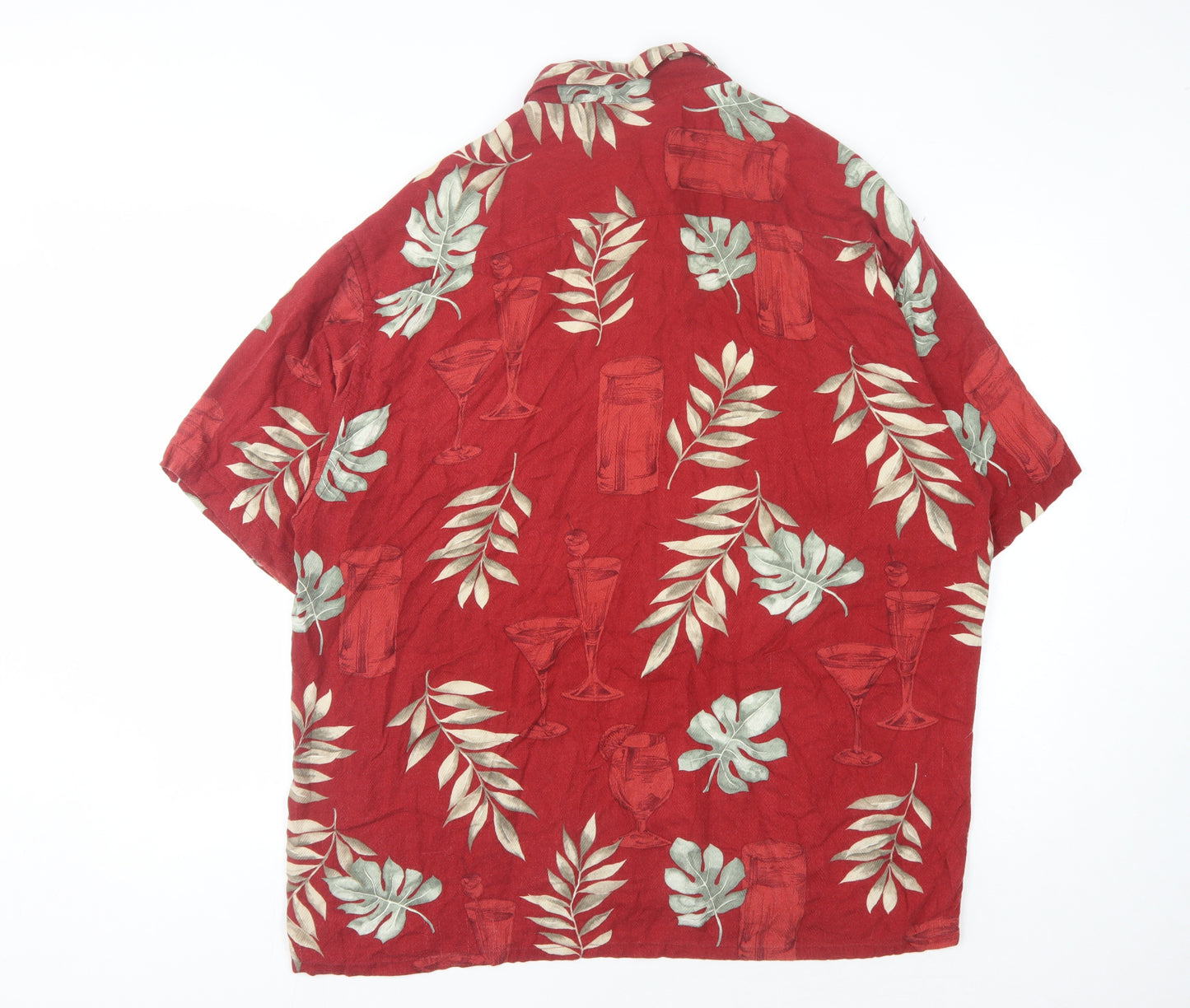 Moda Campia Men's Red Floral XL Short Sleeve Shirt