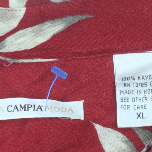 Moda Campia Men's Red Floral XL Short Sleeve Shirt
