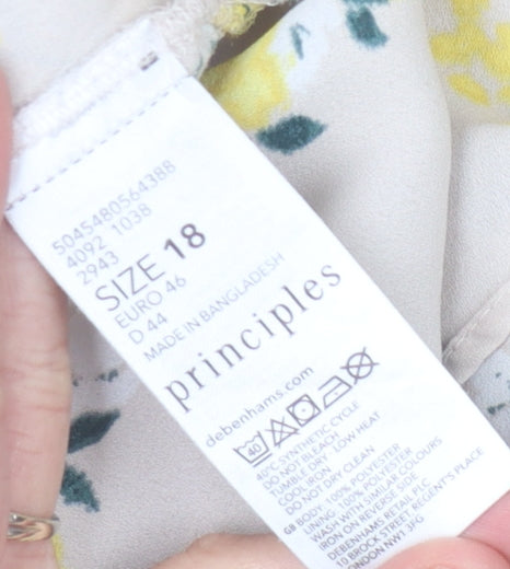 Principles Women's Beige Floral Camisole Tank Size 18