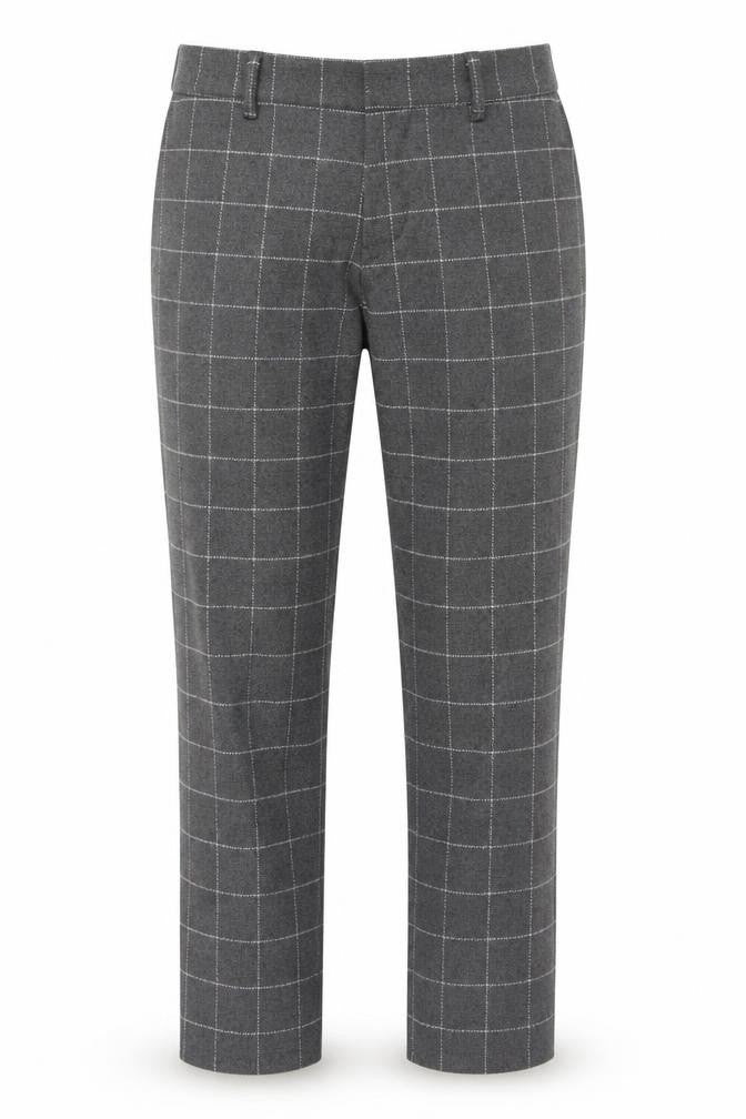 Front view of Asos Grey Check Men's Trousers L Casual