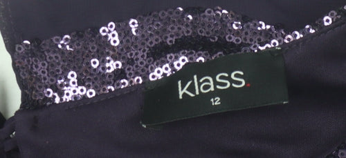 Klass Women's Purple Sequin Sleeveless Dress Size 12
