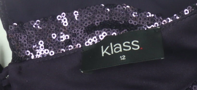Klass Women's Purple Sequin Sleeveless Dress Size 12