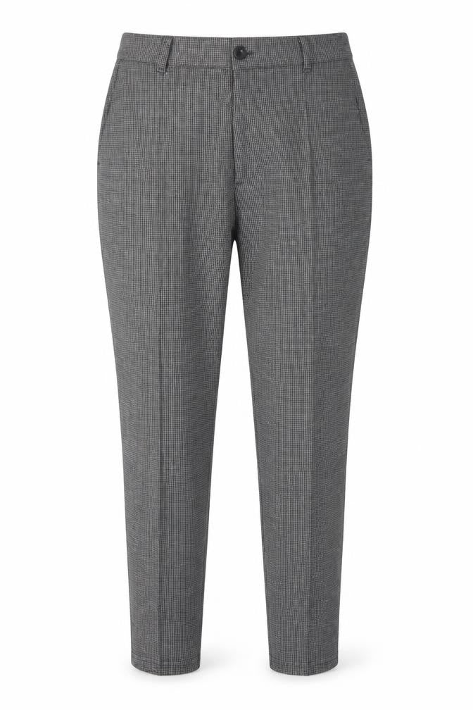 Front view of Métissier Paris Grey XS Check Trousers - Women's