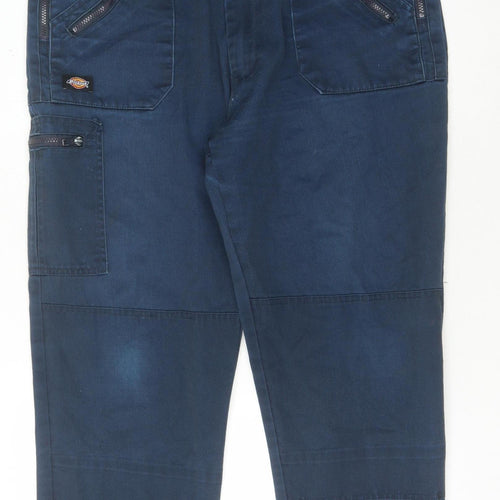 Dickies Men's Blue Cargo Trousers, Zip Accents 40S