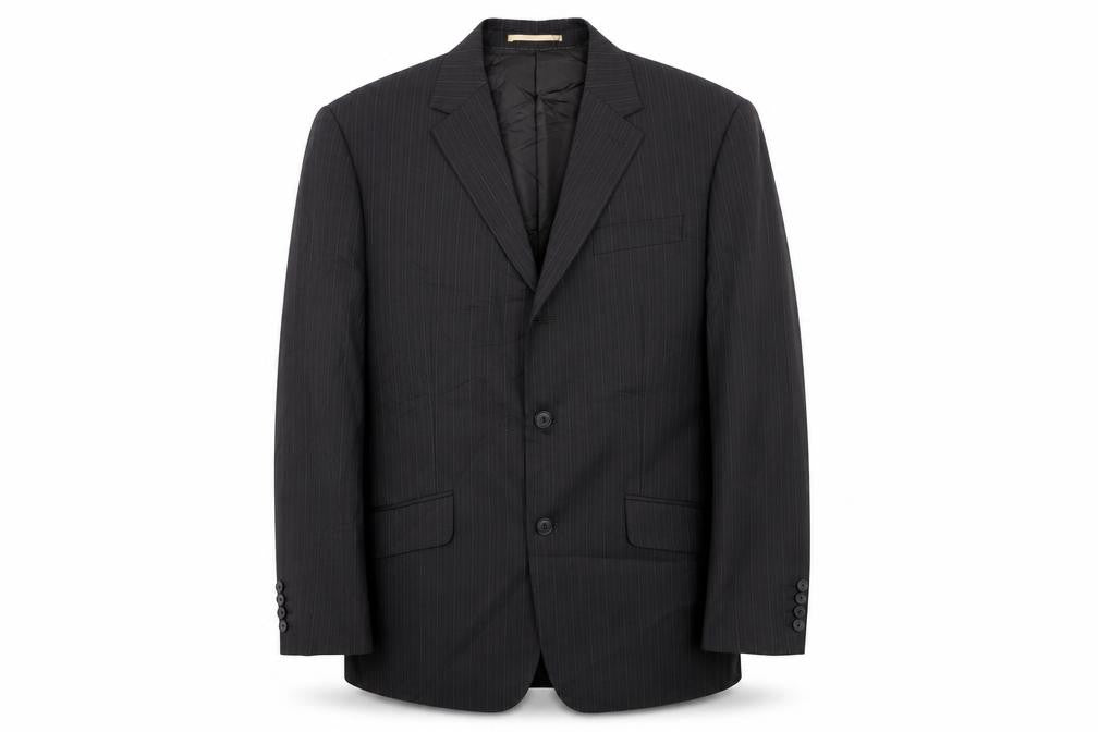 Front view of Next Men's Grey Striped Suit Jacket 42R Regular