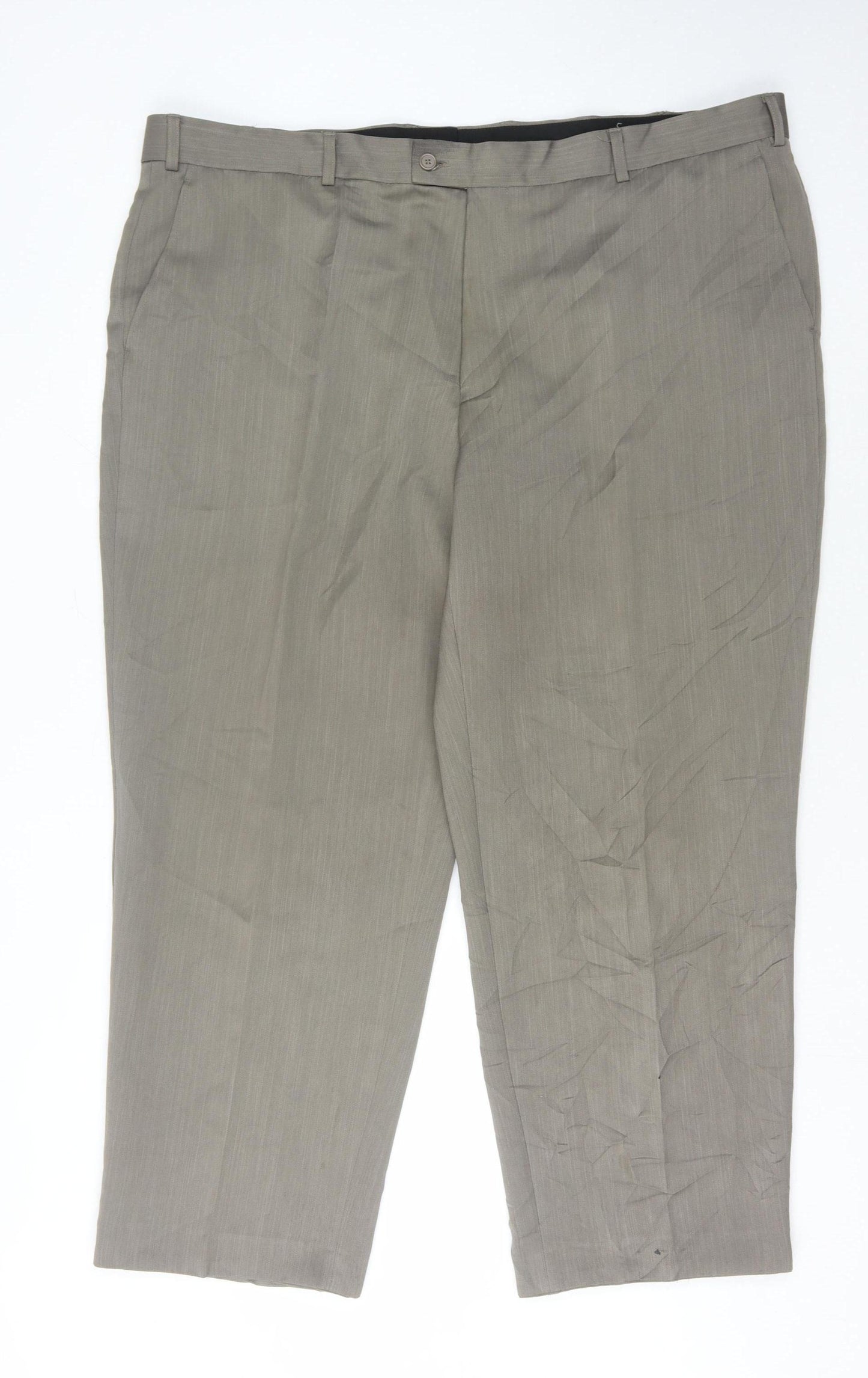 Hans Kelven Men's Grey Trousers, Flat Front 47S