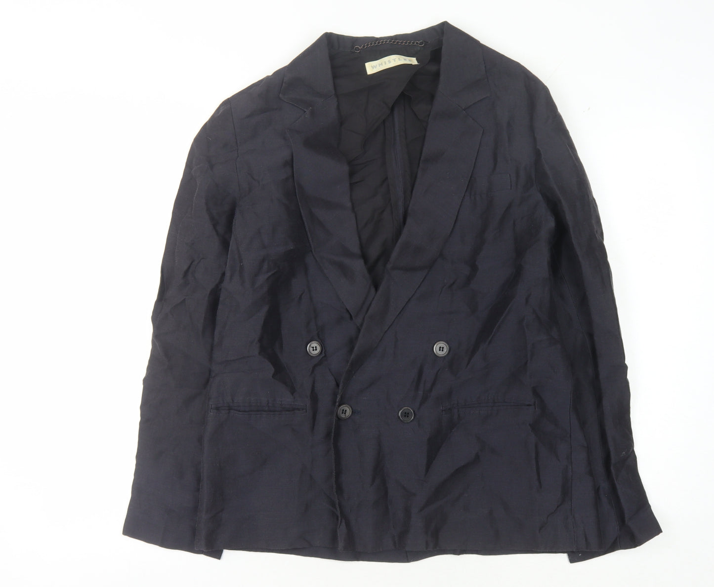 Whistles Women's Black Double-Breasted Suit Jacket Size 12