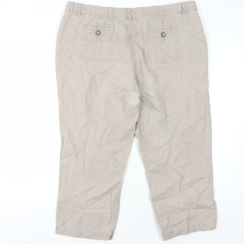 FatFace Beige Women's Trousers Size 14 Linen