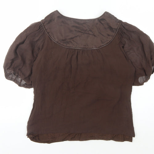 Pink Soda Boutique Women's Brown Silk Blouse, Size 14