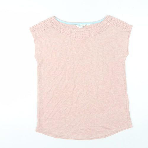 Boden Women's Pink XS Linen Crochet T-Shirt