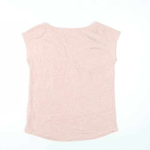 Boden Women's Pink XS Linen Crochet T-Shirt