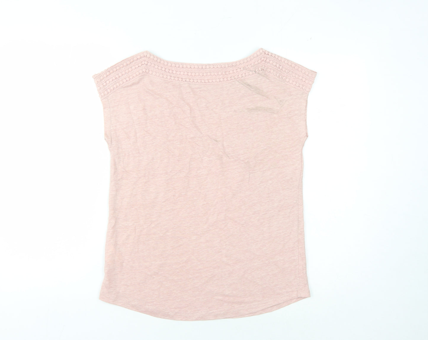 Boden Women's Pink XS Linen Crochet T-Shirt