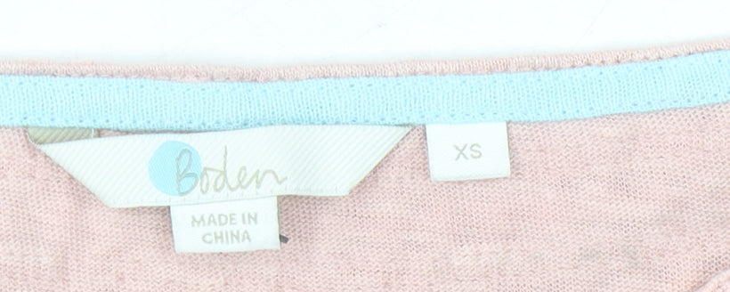 Boden Women's Pink XS Linen Crochet T-Shirt