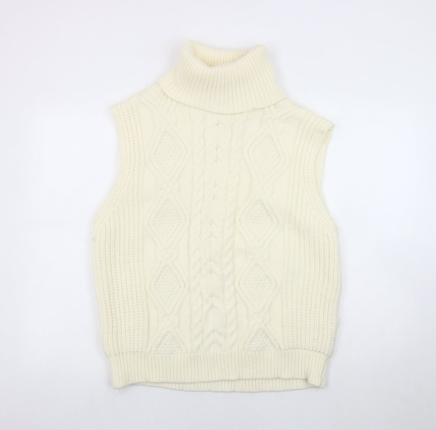 Pink Vanilla Women's Ivory Roll Neck Vest M/L