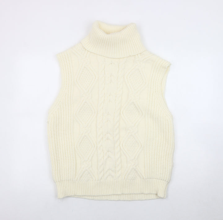 Pink Vanilla Women's Ivory Roll Neck Vest M/L