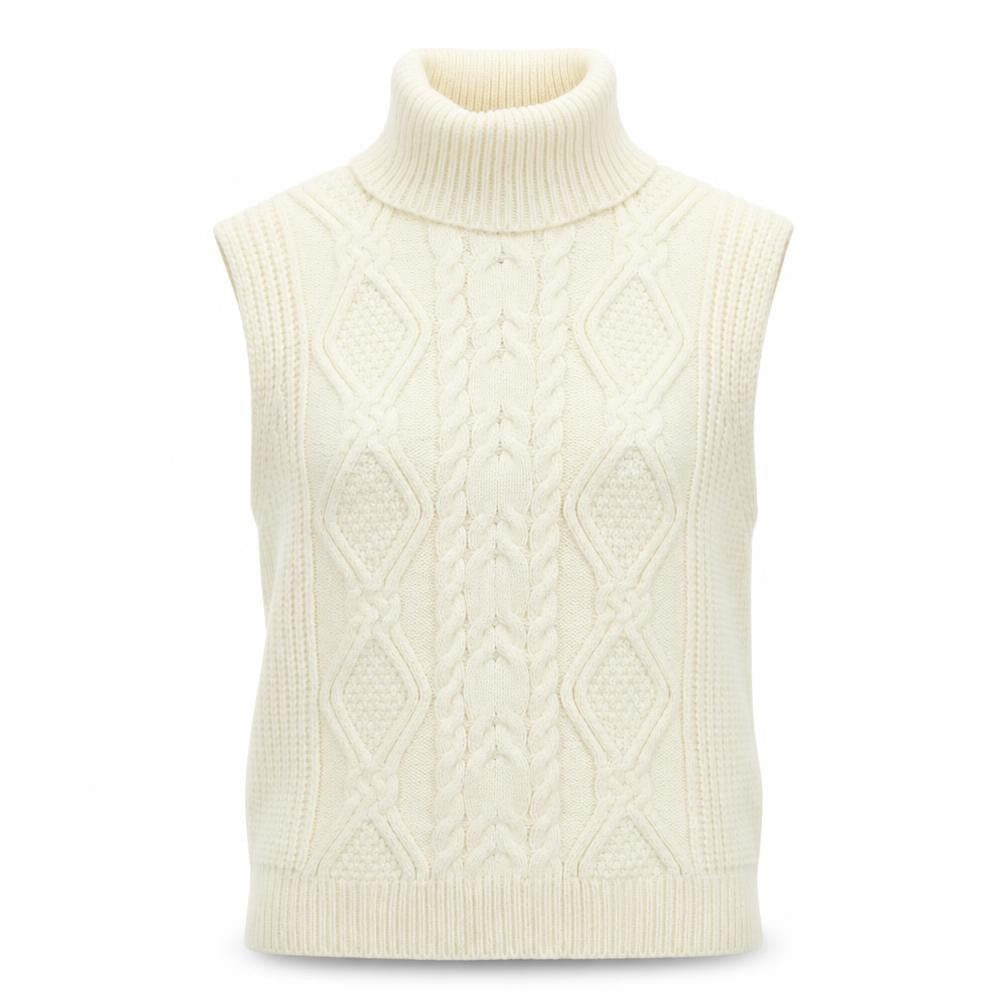 Front view of Pink Vanilla Women's Ivory Roll Neck Vest M/L