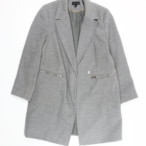 Topshop Women's Grey Overcoat Size 8 Regular Fit