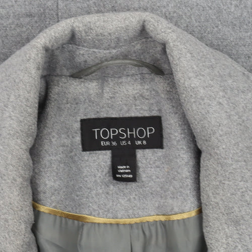 Topshop Women's Grey Overcoat Size 8 Regular Fit