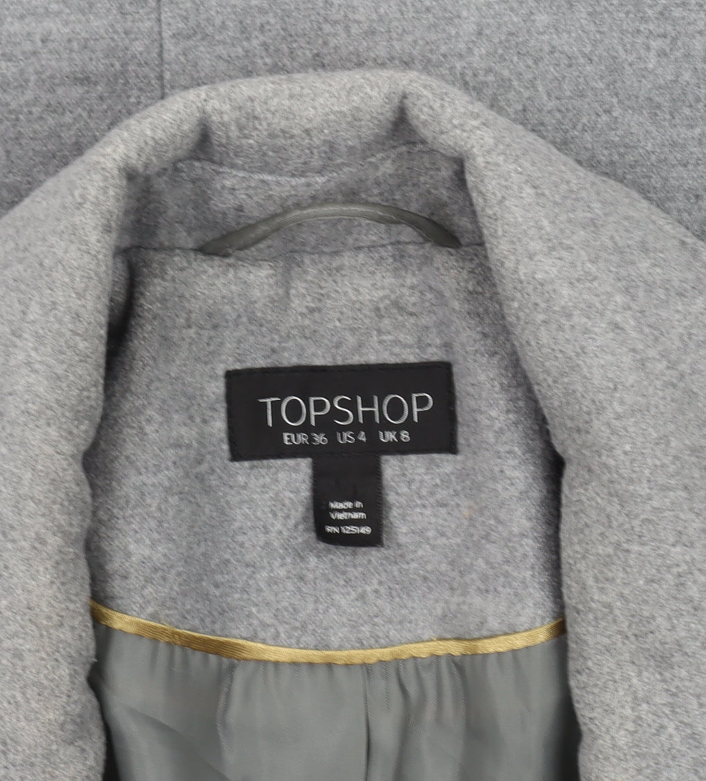 Topshop Women's Grey Overcoat Size 8 Regular Fit