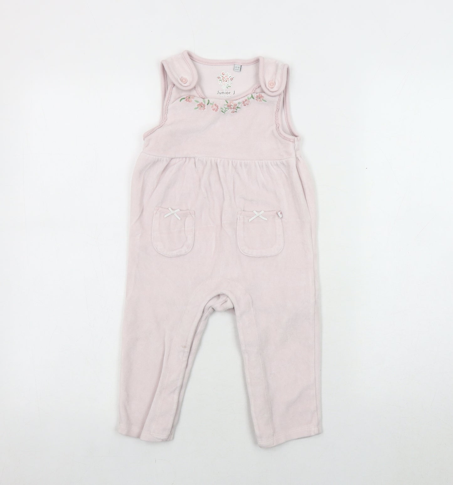 Junior J Pink Floral Velour Romper, Unisex 12-18M
