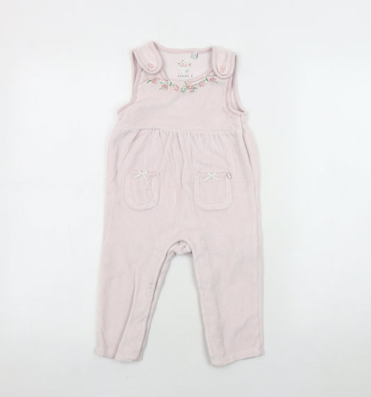Junior J Pink Floral Velour Romper, Unisex 12-18M