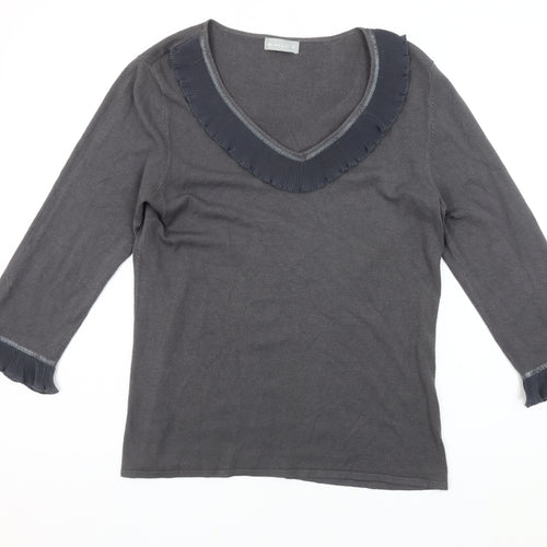Marks and Spencer Grey Ruffle Blouse Women Size 14