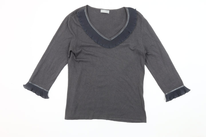 Marks and Spencer Grey Ruffle Blouse Women Size 14