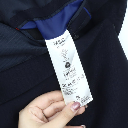 Marks & Spencer Men's Blue Suit Jacket 46R Classic Fit