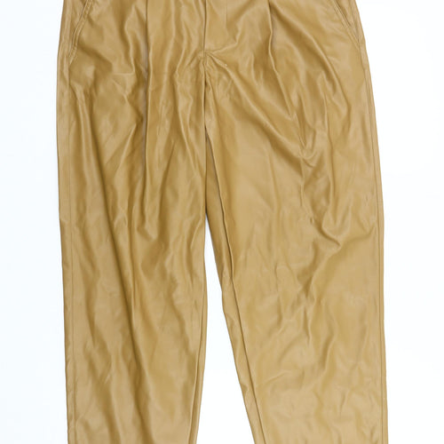 A New Day Women's Beige Faux Leather Trousers Size 10