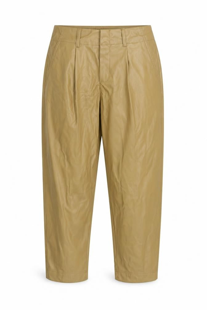 A New Day Women's Beige Faux Leather Trousers Size 10