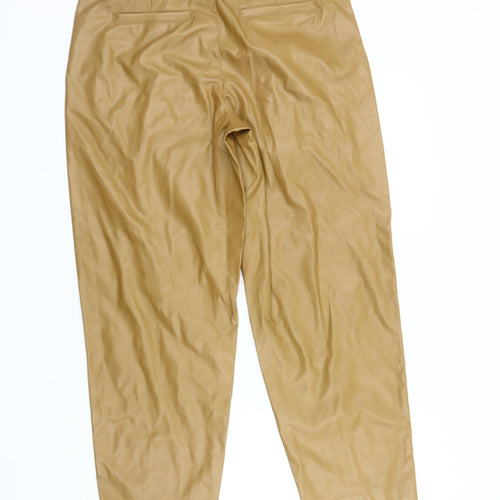 A New Day Women's Beige Faux Leather Trousers Size 10