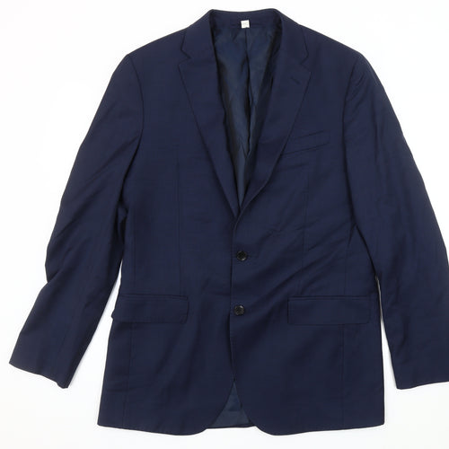 Marks and Spencer Men's Blue Wool Blazer, Size 40L