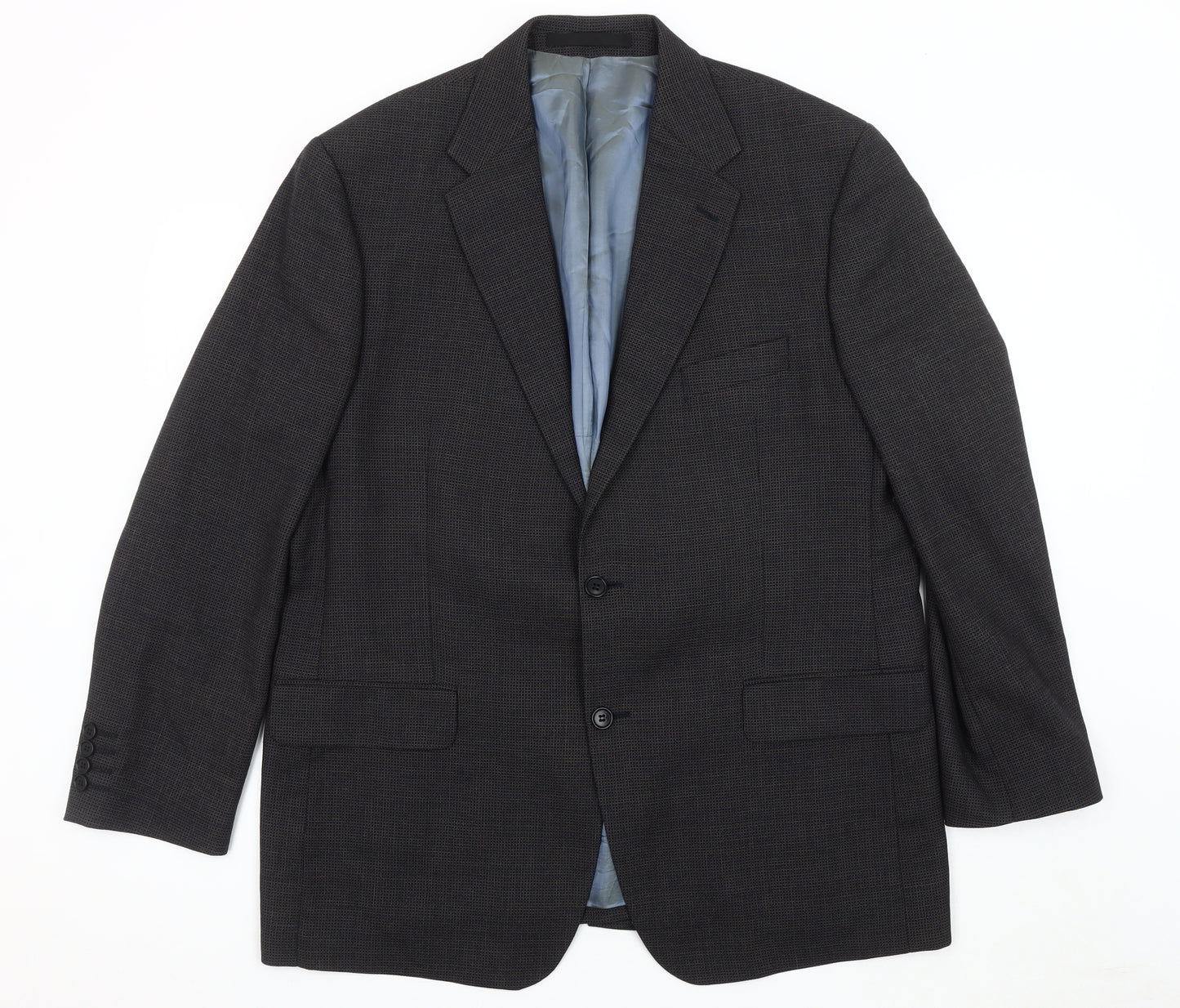 Marks and Spencer Men's Navy Check Wool Blazer, Size 44R