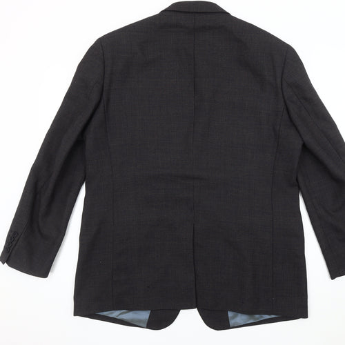 Marks and Spencer Men's Navy Check Wool Blazer, Size 44R
