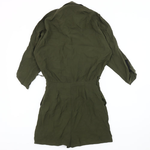 Zara Basic Women Green Jumpsuit Size 8 Collared Casual