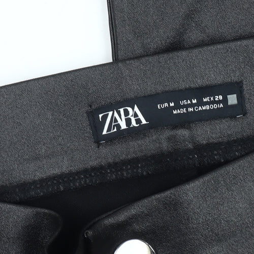 Zara Women's Black Faux Leather Leggings M