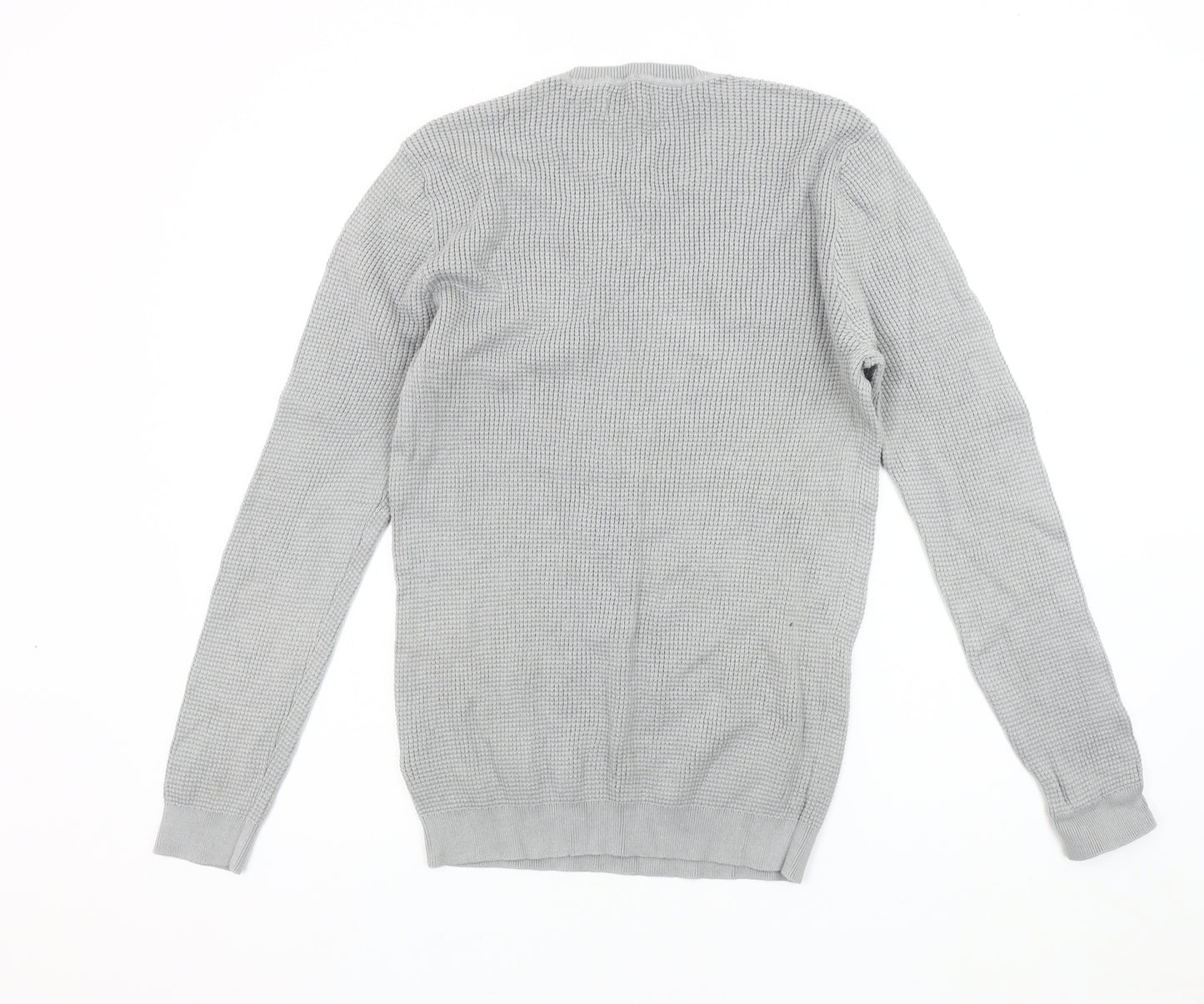 Debenhams Men's Grey Waffle-Knit Pullover Jumper M