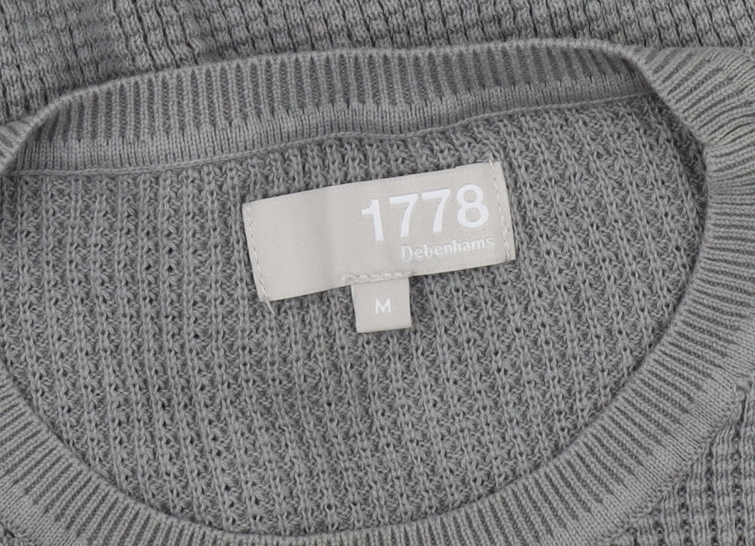 Debenhams Men's Grey Waffle-Knit Pullover Jumper M