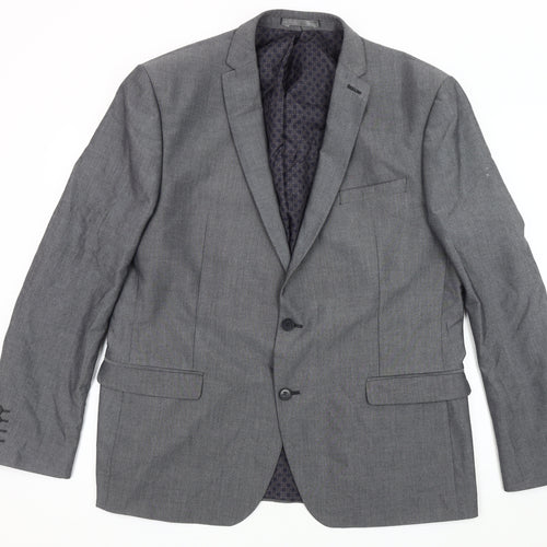 Limehaus Men's Grey Suit Jacket 46R Regular Fit